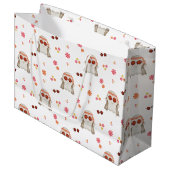 Retro Halloween Niedlich Kids Floral Ghost Große Geschenktüte (Vorderseite Schrägansicht)