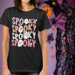 Retro Halloween Niedliche Geister und Blume Spooky T-Shirt