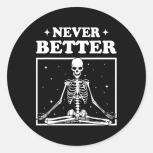 Retro Halloween noch besser Skelett Yoga Spooky Runder Aufkleber