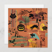 Retro Halloween O'Rama Einladung (Vorne/Hinten)