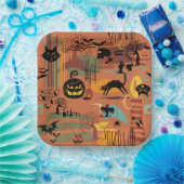 Retro Halloween O'Rama Pappteller (Party)