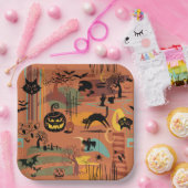 Retro Halloween O'Rama Pappteller (Party)