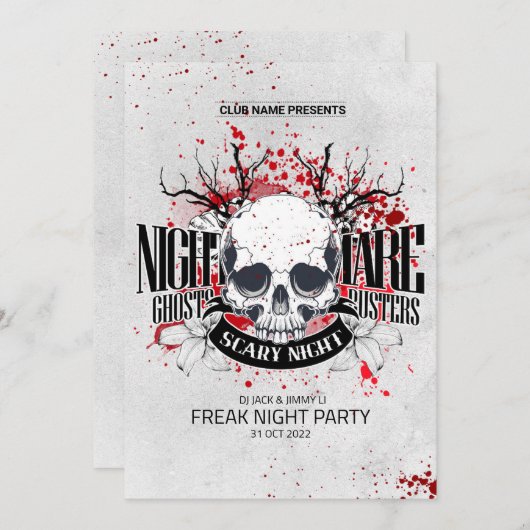 Retro-Halloween-Party Einladung (Vorne/Hinten)