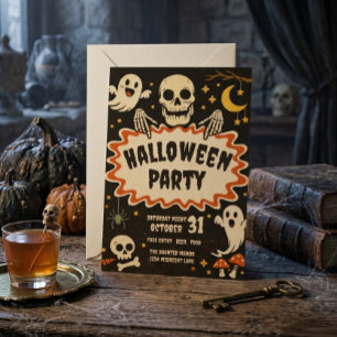 Retro-Halloween-Party-Einladung Einladung
