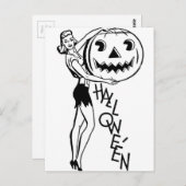 Retro Halloween Pinup Postkarte (Vorne/Hinten)