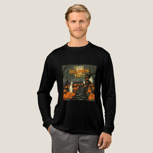 Retro Halloween Poster - Pumpkin & Ghosts der 50er Tri-Blend Shirt (Volle Vorderseite)