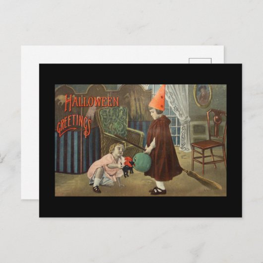 RETRO HALLOWEEN Postkarte "HALLOWEEN GRÜNDE" (Vorne/Hinten)