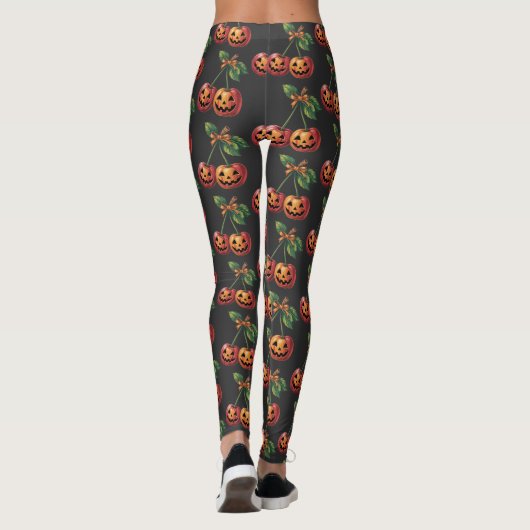 Retro Halloween Pumpkherries Fall Herbst Leggings (Rückseite)