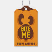 Retro Halloween Pumpkin Bite Me Spooky Orange Gesi Geschenkanhänger (Vorderseite)