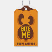 Retro Halloween Pumpkin Bite Me Spooky Orange Gesi Geschenkanhänger (Rückseite)