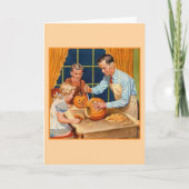 Retro Halloween Pumpkin Carving mit Vater Karte (Vorderseite)