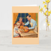 Retro Halloween Pumpkin Carving mit Vater Karte (Gelbe Blume)