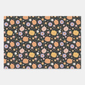 Retro Halloween Pumpkins und Blume Muster Geschenkpapier Set (Vorderseite 2)
