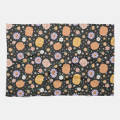 Retro Halloween Pumpkins und Blume Muster Geschirrtuch (Horizontal)