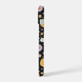 Retro Halloween Pumpkins und Blume Muster iPhone 15 Hülle (Linke Seite)
