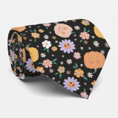 Retro Halloween Pumpkins und Blume Muster Krawatte (Gerollt)