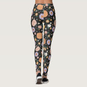 Retro Halloween Pumpkins und Blume Muster Leggings (Rückseite)