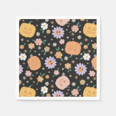 Retro Halloween Pumpkins und Blume Muster Serviette (Vorderseite)