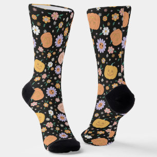 Retro Halloween Pumpkins und Blume Muster Socken