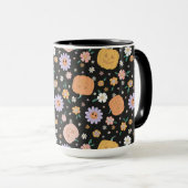 Retro Halloween Pumpkins und Blume Muster Tasse (VorderseiteRechts)
