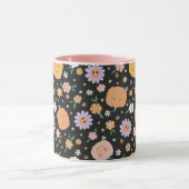 Retro Halloween Pumpkins und Blume Muster Tasse (Zentrum)