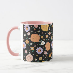 Retro Halloween Pumpkins und Blume Muster Tasse