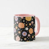Retro Halloween Pumpkins und Blume Muster Tasse (VorderseiteRechts)