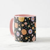 Retro Halloween Pumpkins und Blume Muster Tasse (Vorderseite Links)