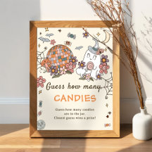 Retro Halloween rät, wie viele Candies Game Poster