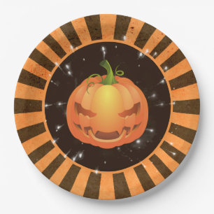 Retro Halloween Rays, Jack o'lantern Pappteller