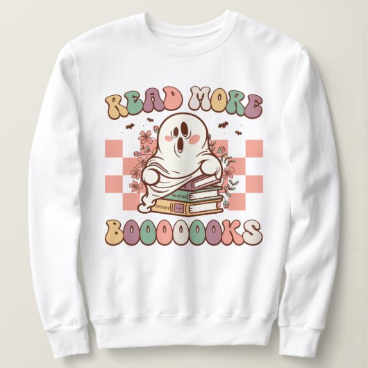 Retro Halloween Read More Book Boo Ghost Student Sweatshirt (Design vorne)