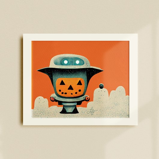 Retro Halloween Robot 001 ・ Niedliche Kinderkunst Poster