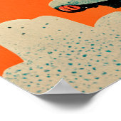 Retro Halloween Robot 001 ・ Niedliche Kinderkunst Poster (Ecke)