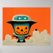 Retro Halloween Robot 001 ・ Niedliche Kinderkunst Poster (Vorne)