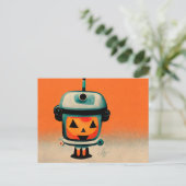 Retro Halloween Robot 002 ・ Niedliche Kinderkunst Postkarte (Stehend Vorderseite)