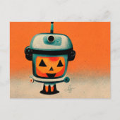 Retro Halloween Robot 002 ・ Niedliche Kinderkunst Postkarte (Vorderseite)