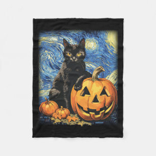 Retro Halloween schwarze Katze Halloween Kürbis Sc Fleecedecke