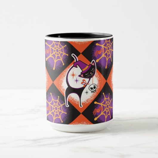 Retro Halloween Schwarze Katzen Tasse Mitte des Ja (Zentrum)