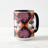 Retro Halloween Schwarze Katzen Tasse Mitte des Ja (VorderseiteRechts)
