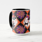 Retro Halloween Schwarze Katzen Tasse Mitte des Ja (Vorderseite Links)