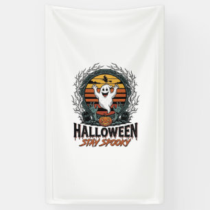 Retro-Halloween-Shirt mit eingraviertem Geistmond- Banner