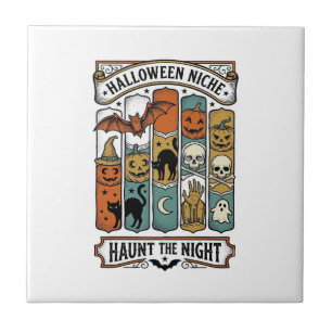 Retro-Halloween-Shirt mit vintage-spooky gestreift Fliese