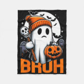 Retro Halloween Shirts Women Bruh Ghost Ha Fleecedecke (Vorderseite)