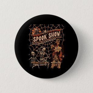 Retro Halloween Skeleton Horror Monster Mitternach Button