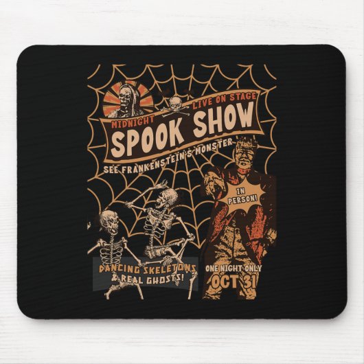 Retro Halloween Skeleton Horror Monster Mitternach Mousepad (Vorne)