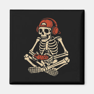 Retro Halloween Skelett Gamer Videospiel Jungen M Magnet