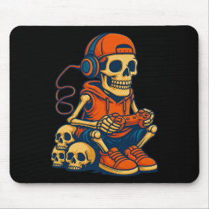 Retro Halloween Skelett Gamer Videospiel Jungen M Mousepad
