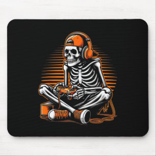 Retro Halloween Skelett Gamer Videospiel Jungen M Mousepad