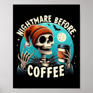 Retro Halloween Skelettkaffee Tasse Beängstigende Poster