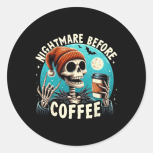 Retro Halloween Skelettkaffee Tasse Beängstigende Runder Aufkleber